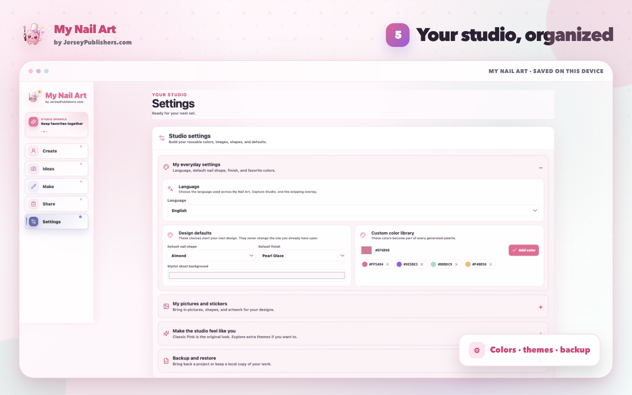 My Nail Art Chrome studio settings and visual identity