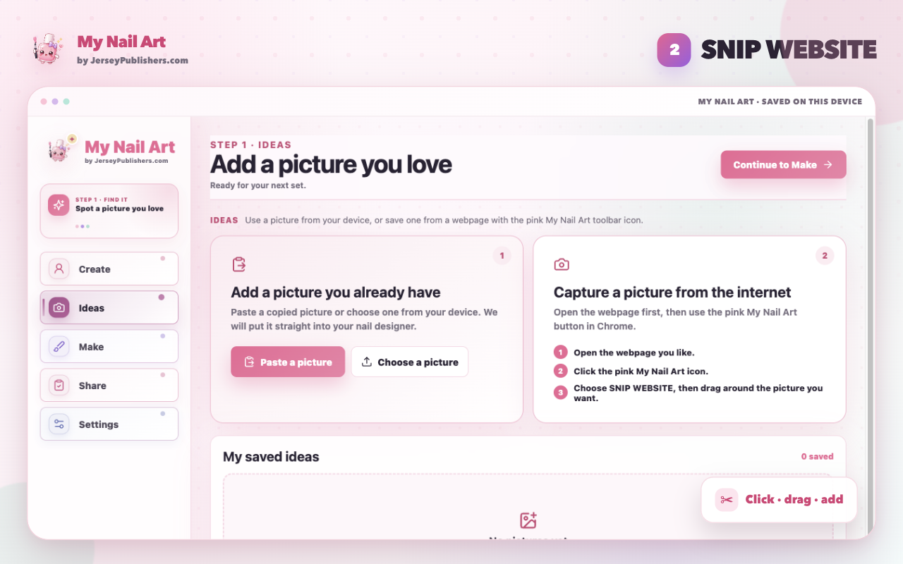 My Nail Art exact browser snip workflow